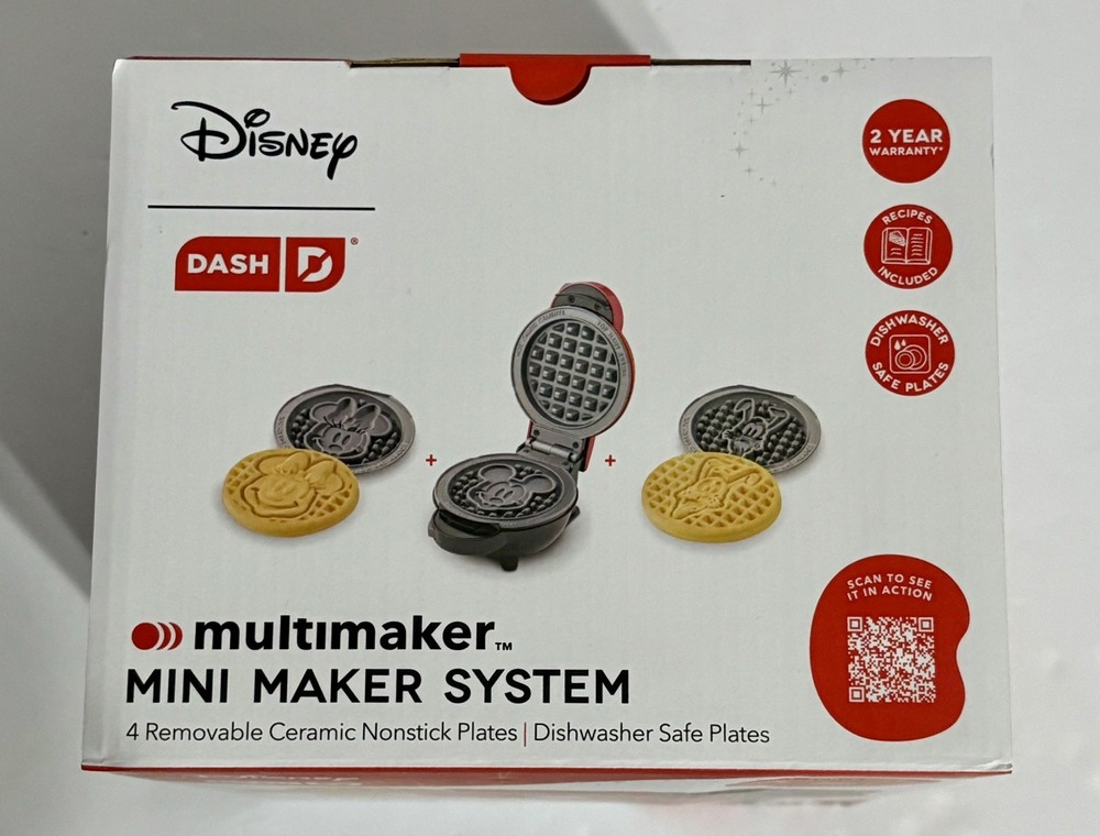Disney Dash Mini Waffle Maker Multimaker with 4 Additional Character Plates NIB