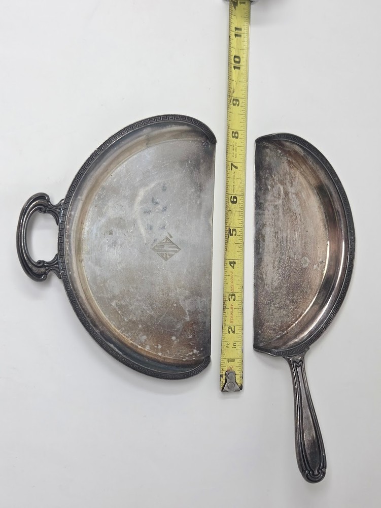 Vintage H.S. Co Silverplate Crumb Tray Set Monogram Engraved Handle Scraper