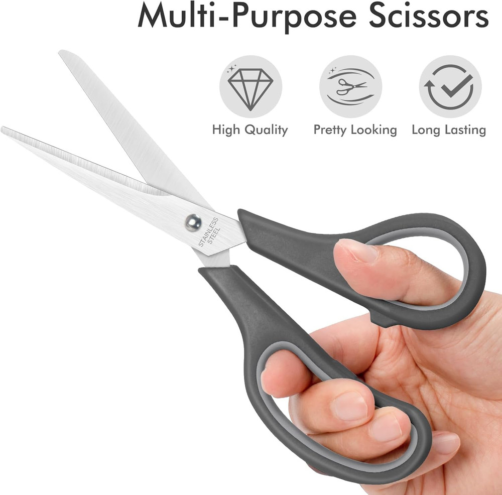 24 Pack Scissors Bulk, 8 Inch Sharp Scissors All Purpose for Office School Class