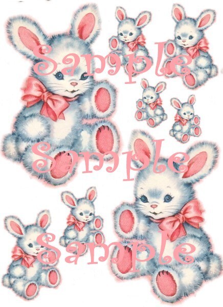 Vintage Fuzzy Bunny Waterslide Decal