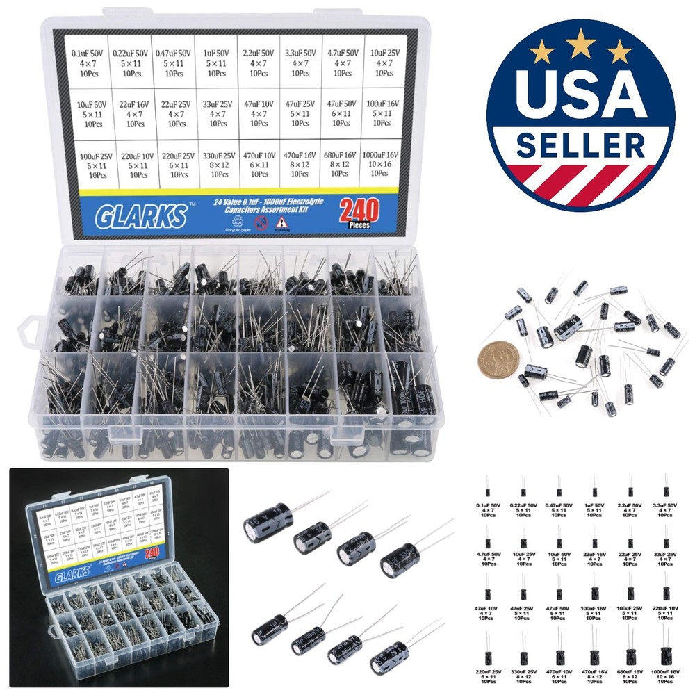 Comprehensive 240Pcs Assorted Capacitor Kit - 0.1uF to 1000uF for Electronics