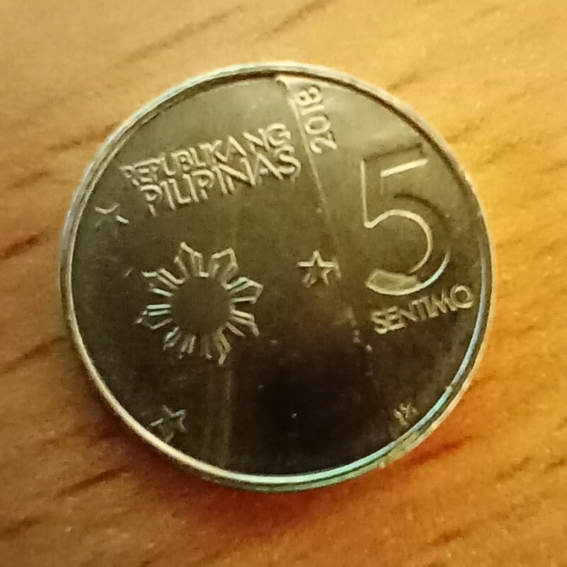 Philippines 5 Centimos Sentimos coin, 2018
