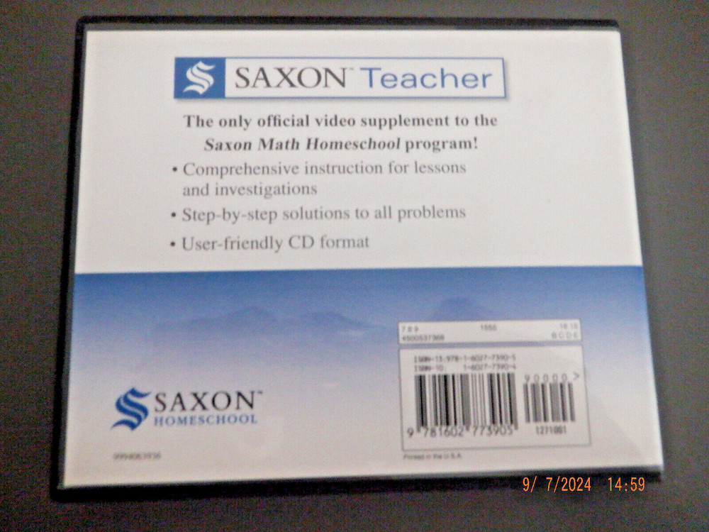 SAXON TEACHER MATH 8/7 3RD ED. LESSON AND TEST CDS