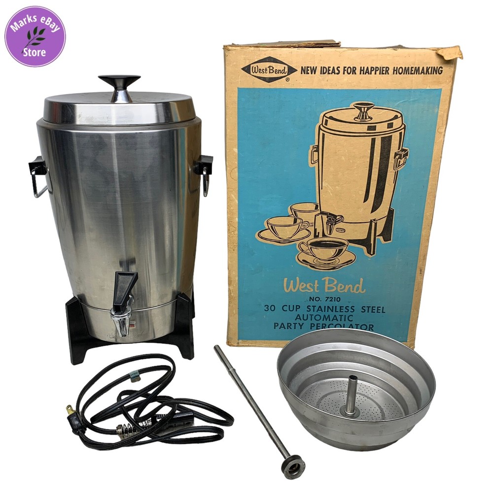 West Bend Coffee Maker #7210 Stainless Steel Percolator - Handle