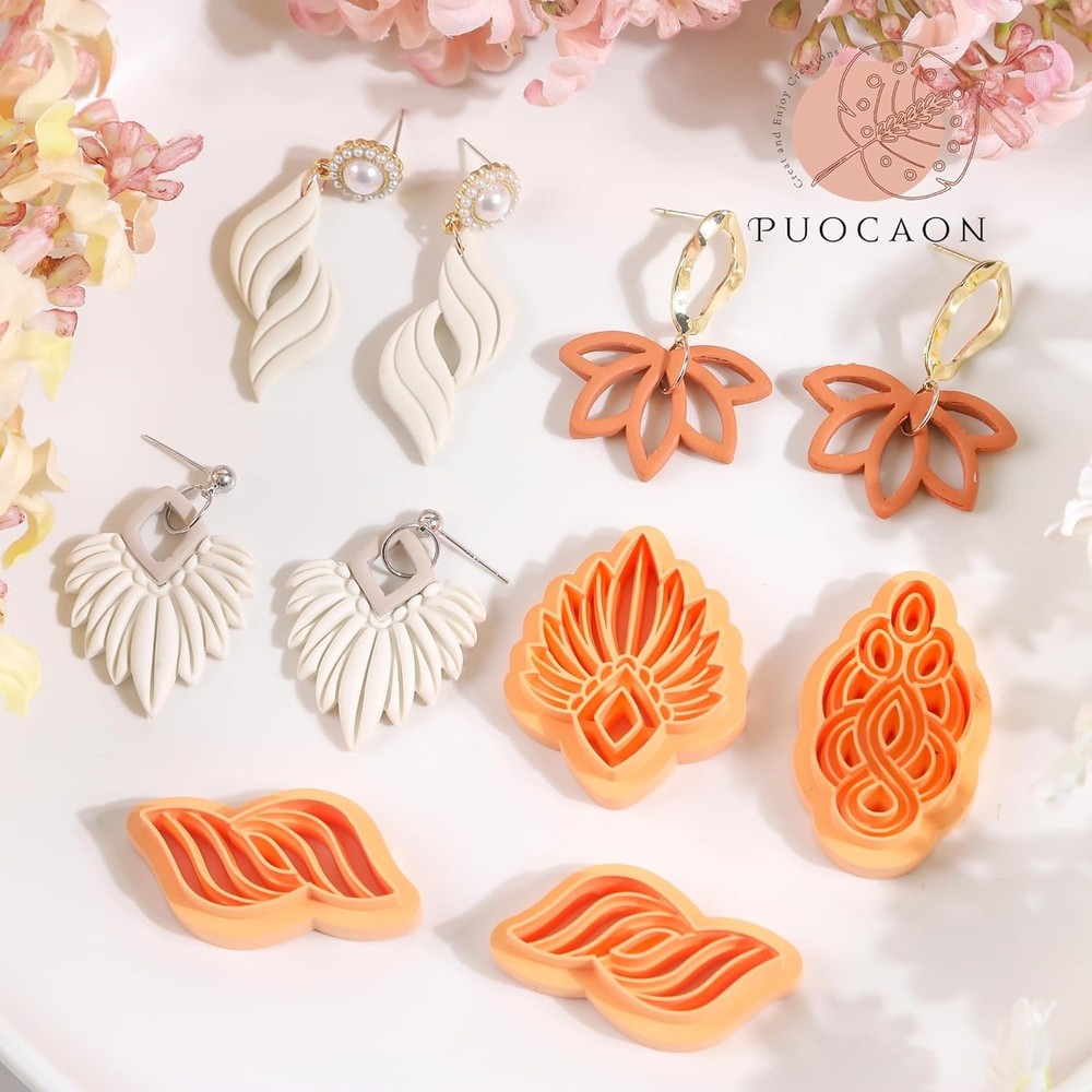 Puocaon Boho Polymer Clay Cutters - 6 Pcs Knot Macrame Design white