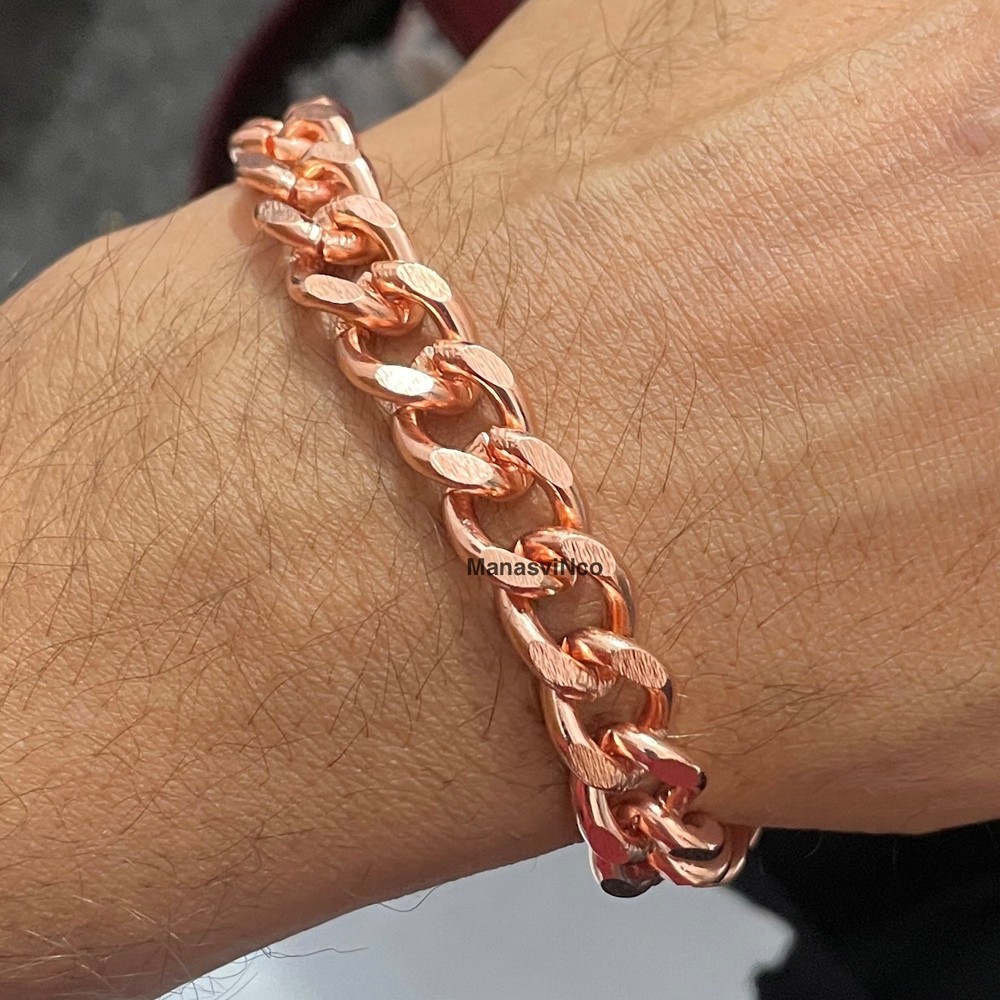 Pure Solid Copper Anklet Bracelet Handmade Unisex Adjustable Heavy Copper Chain
