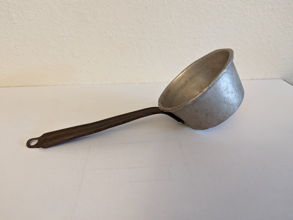 Old Aluminum 7" Tea Strainer w/ rusty handle USED Decor