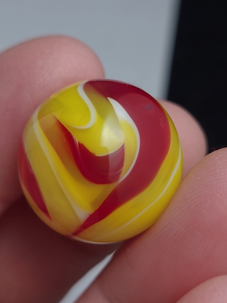 Yellow Red White Marble Signed AF 1998