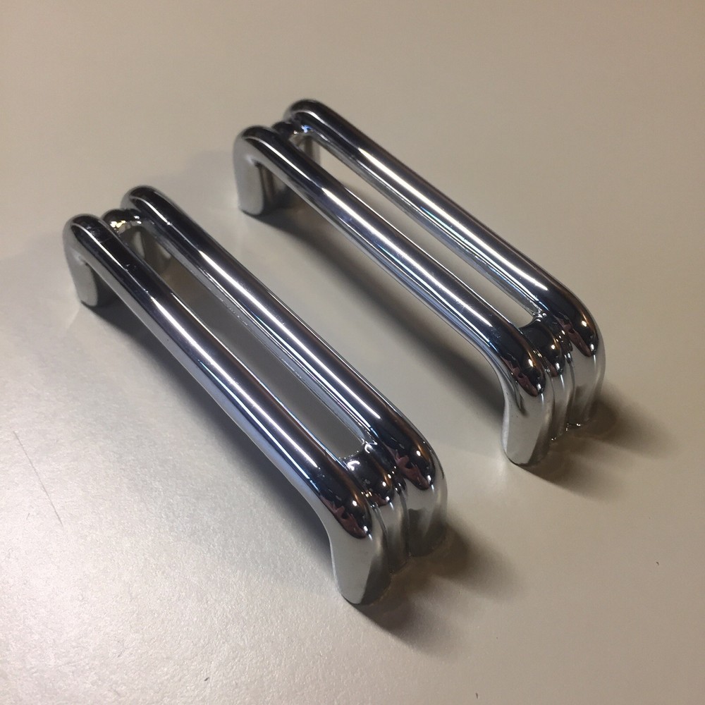 2 Vintage KBC Chrome Split Bar Drawer Pull Mid Century Style Lot J