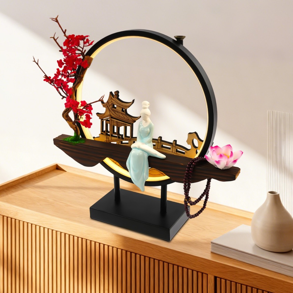 Backflow Incense Holder with LED Light, Ceramic Backflow Incense Burner Perfect