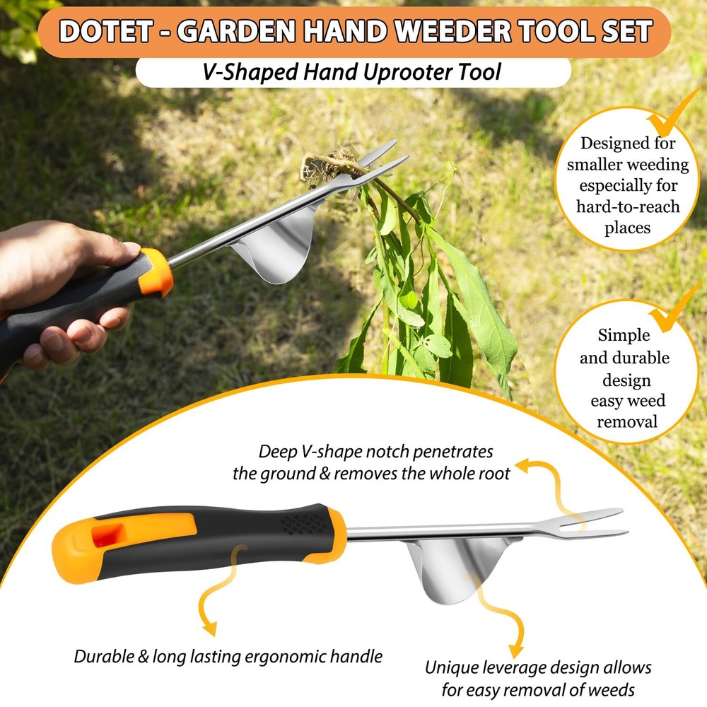 Garden Uprooting Weeding Tools - 3 Pack Hand Held Weeder Puller Tool Set, Rub...