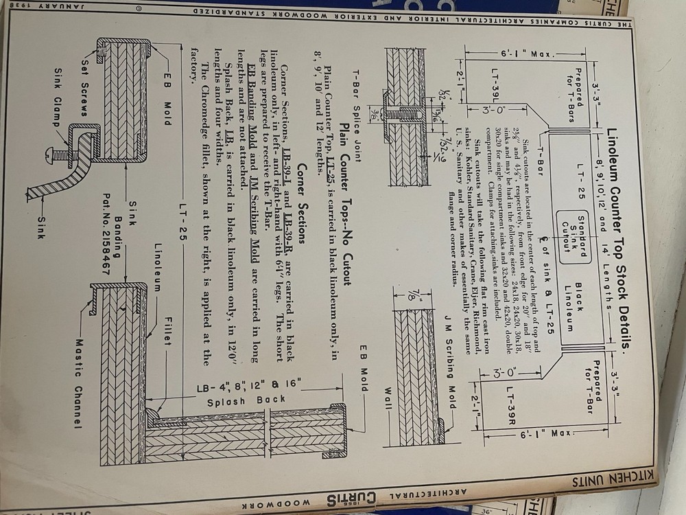 1938 CURTIS ARCHITECTURAL WOODWORK DETAILS, DOORS, WINDOWS, FRAMES, MANTELS