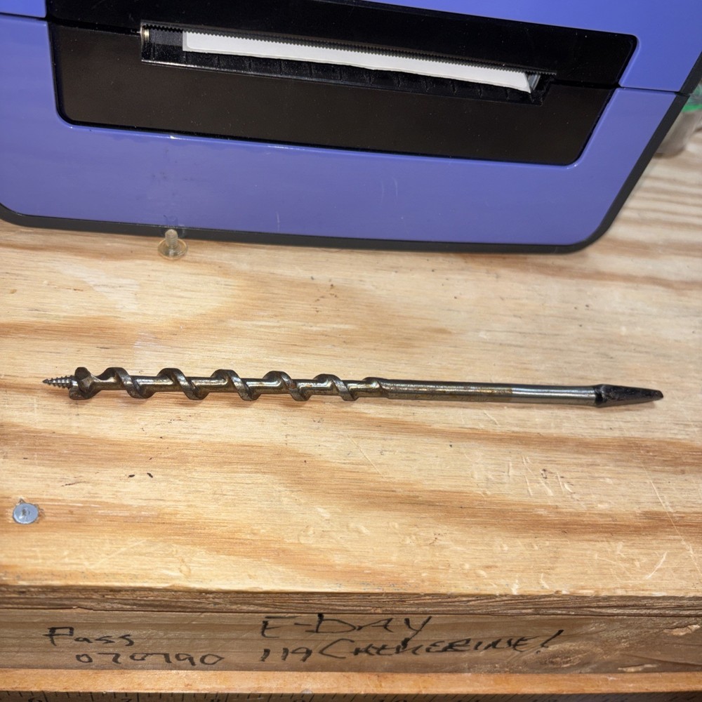 4 brace bit auger drill and small both marked vintage unknown Maker, & Size