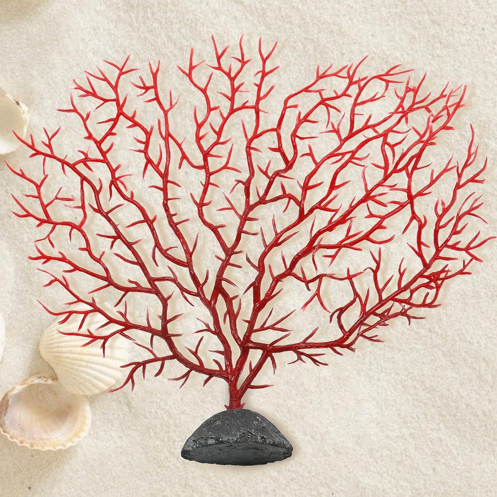 Piutouyar 2Pcs Sea Fan Coral Decorations, Red Simulation Branch