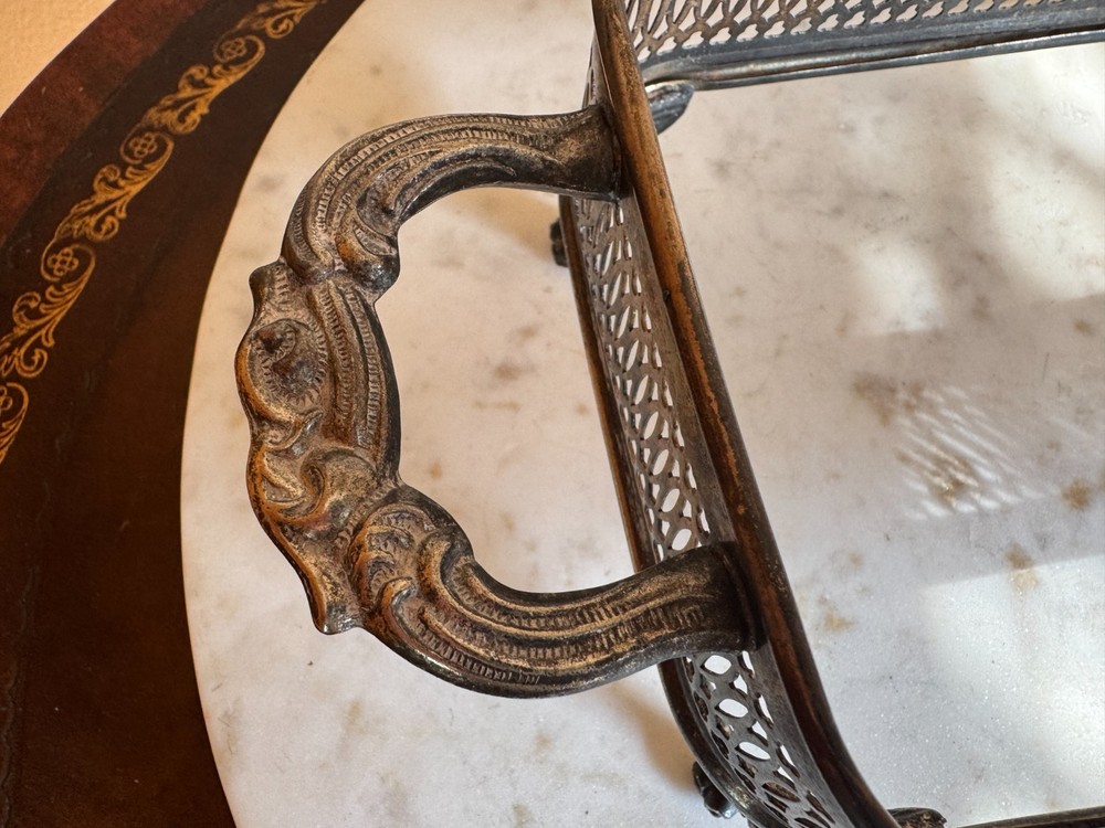Vintage silver plate footed casserole dish holder