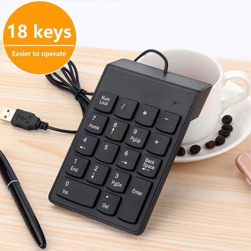 18Keys Corded Keyboard Numeric Keypad With Multimedia Shortcutting And Ergonomic