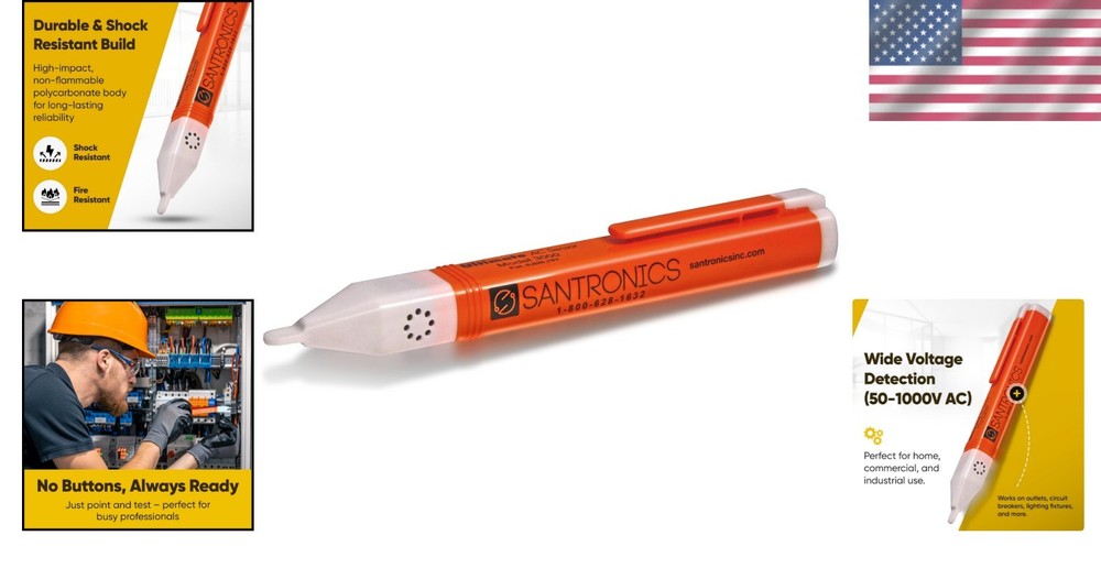 High-Intensity AC Voltage Tester with Audio/Visual Alerts - Compact & Reliable
