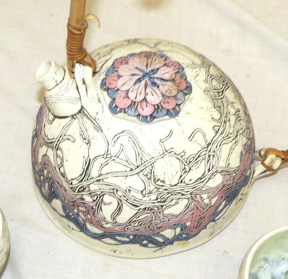 Romilla Batra Pottery Teapot & Two matching Cups