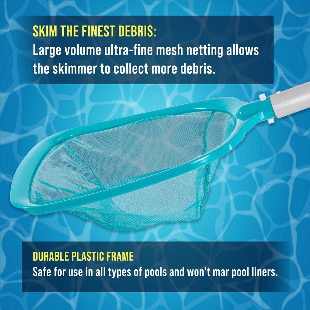 Pool Maintenance Kit with Leaf Skimmer Net, Brush & Adjustable Telescopic Pole