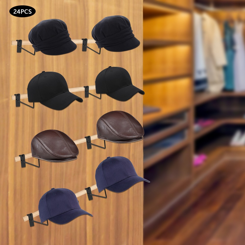 24*Hat Racks Hat Organizer Gridwall Hooks Slat Panels Cap Rack Retail Display