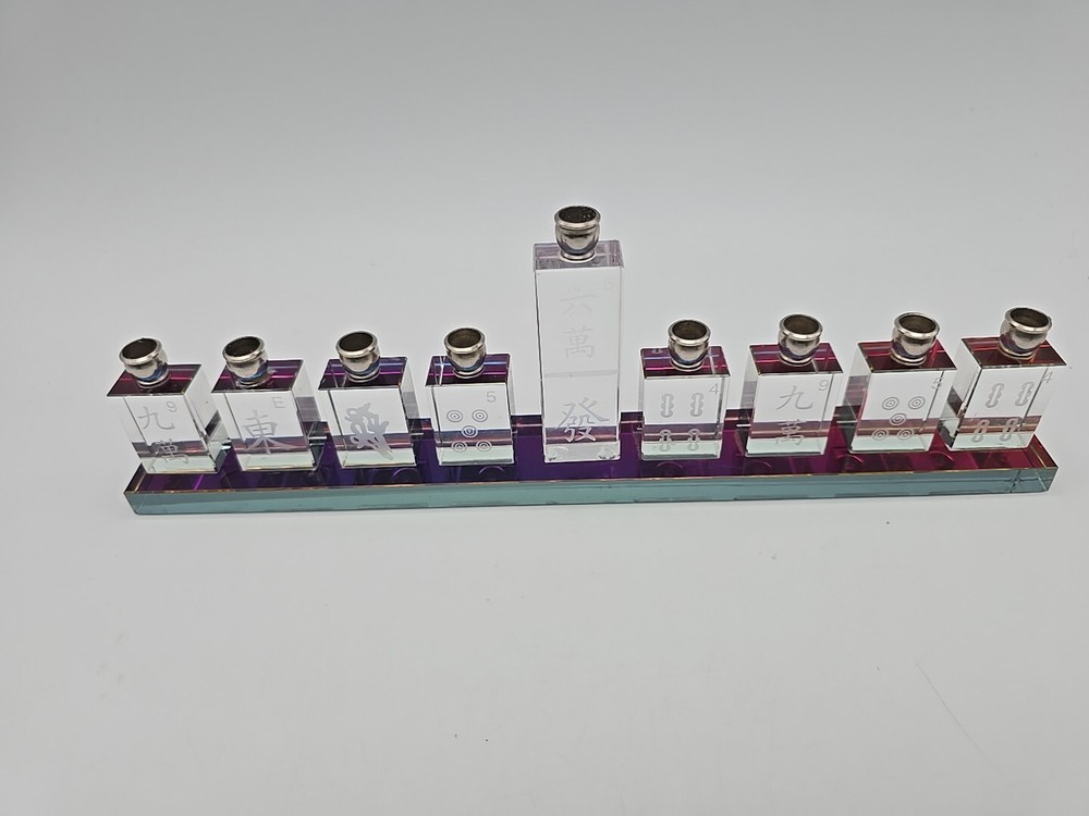 modern Crystal Menorah " MAH JONGG " Design *