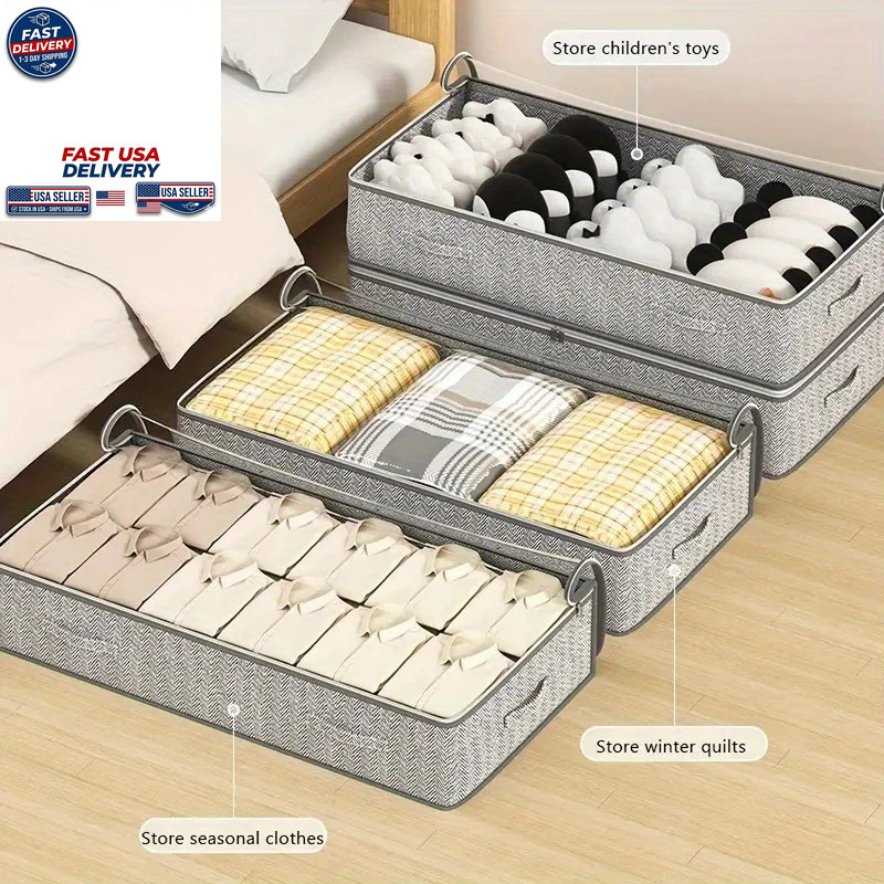 XL Under Bed Transparent Visible Window Storage Bag Clothes Blanket Moving