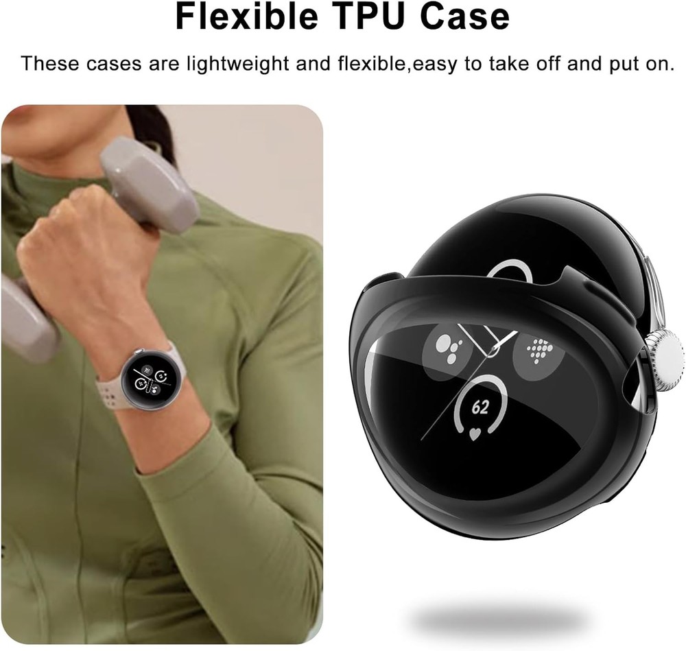 3-Pack Soft TPU Cases for Google Pixel Watch (41mm) with Screen Protector