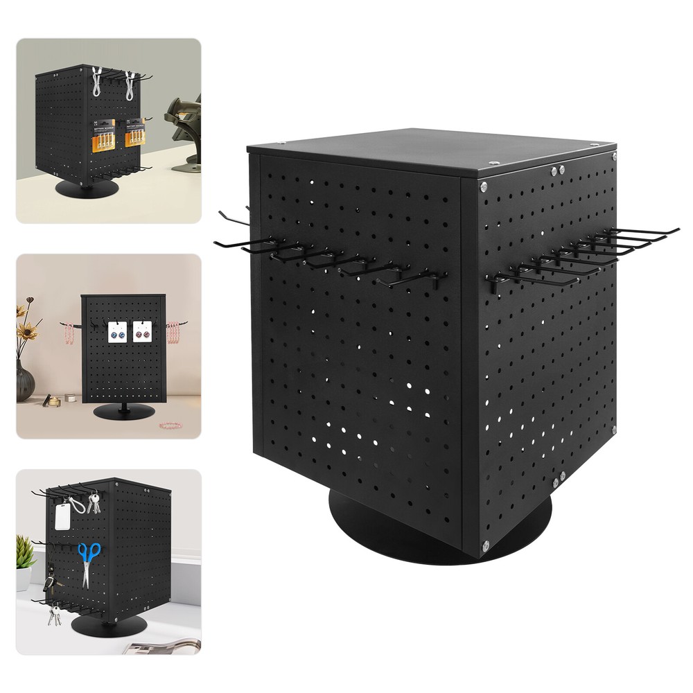 Pegboard Rotating Display Stand, 4 Sided Spinning Peg Board Display