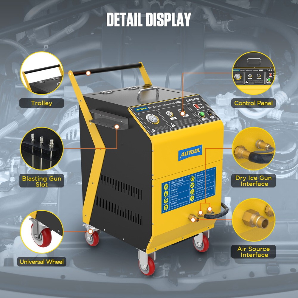 AUTOOL HTS708 CO2 Dry Ice Blaster Blasting Cleaning Machine Adjustable Pressure