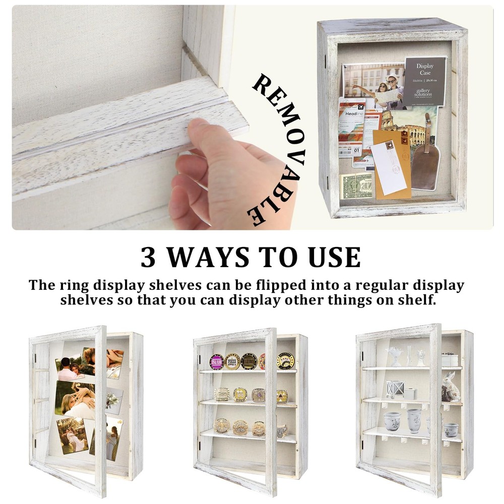 Shadow Box Display Case 11x14, Deep Shadow Box Picture Frame with Linen Back ...