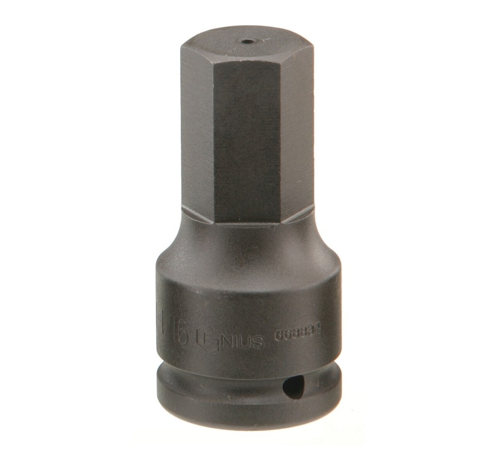 Genius Tools 3/4" Dr. 1-1/4" Hex Impact Bit Socket, 88mmL (CR-Mo) - 668840