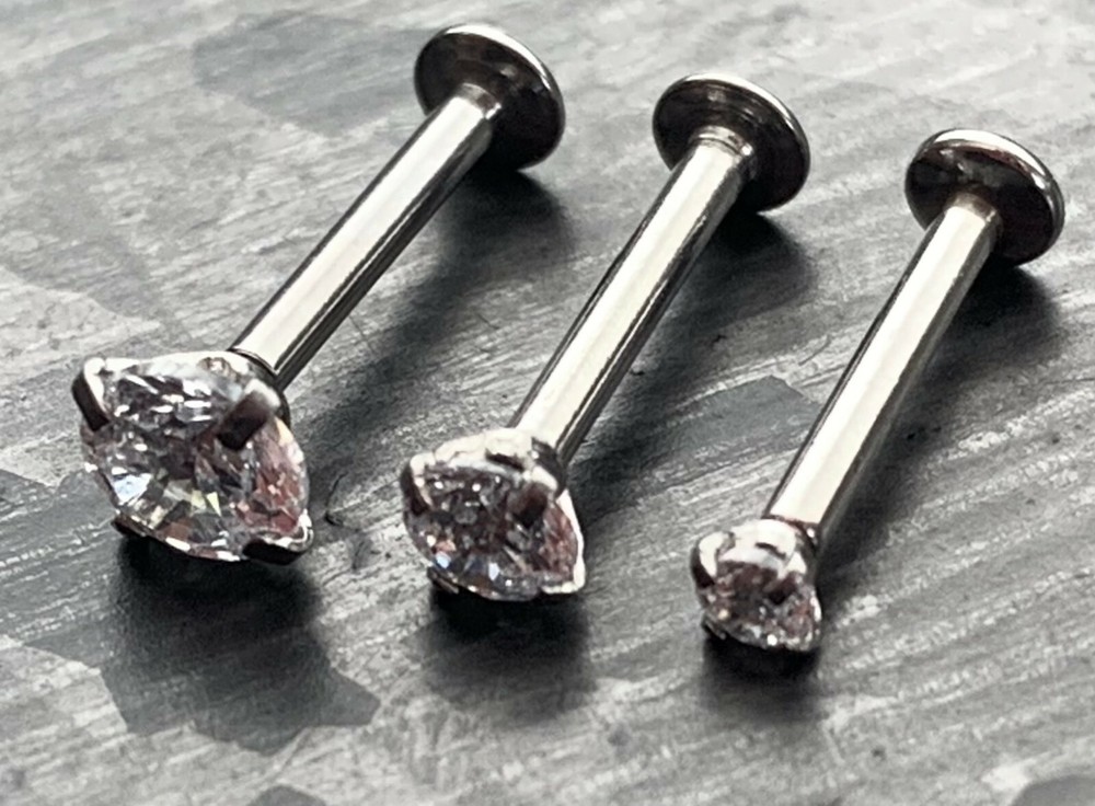 1pc Push In CZ Gem 16g Labret Threadless Stud Lip Ring Helix Ear Cartilage