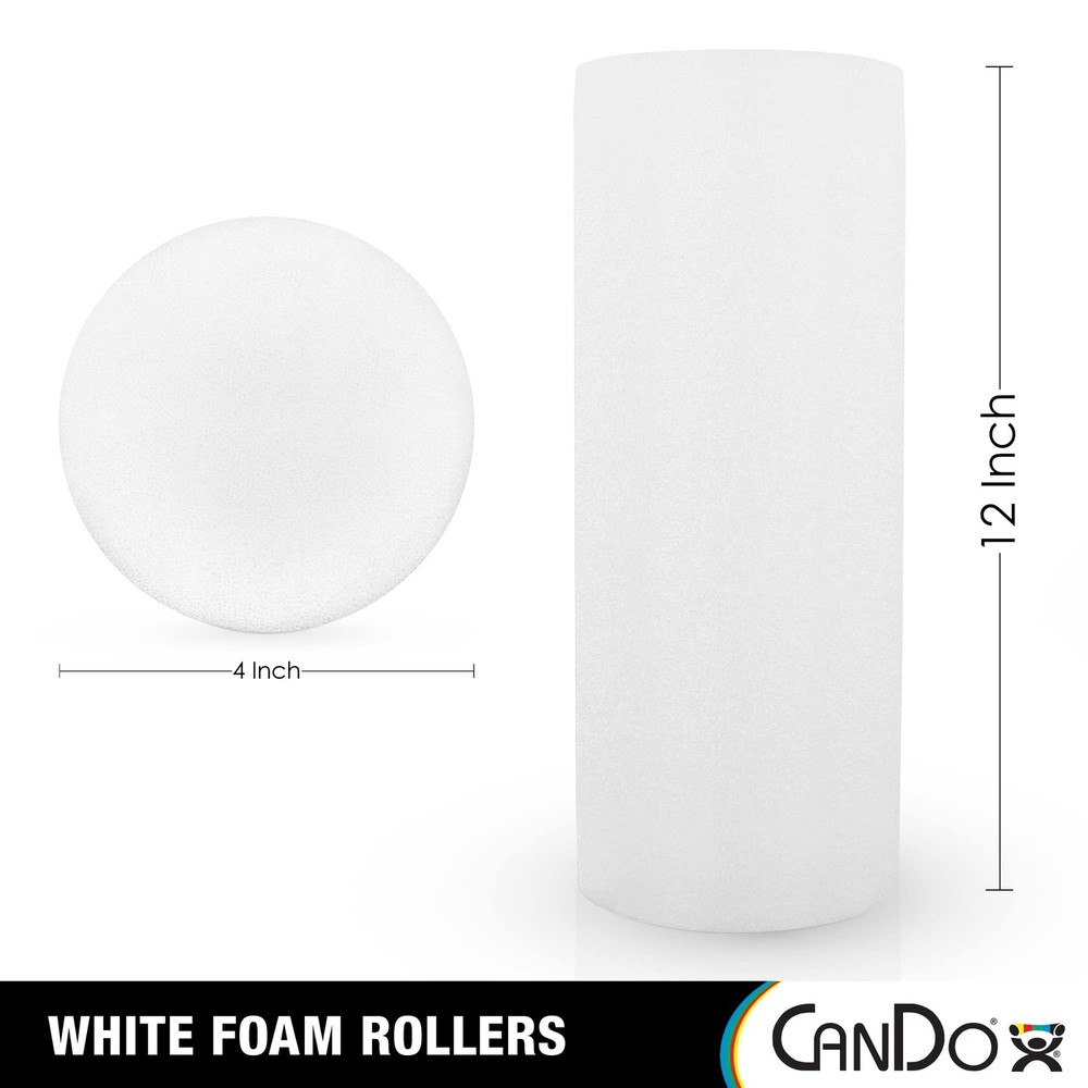 30-2103 White PE Foam Roller, Round, 4" Diameter, 12" Length