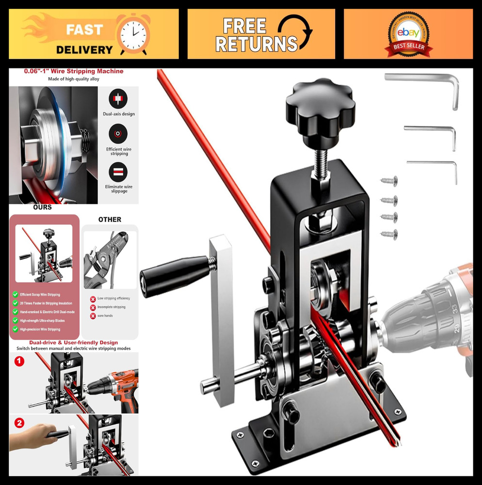 Manual Wire Stripping Machine for Scrap Copper - Drill Powered Hand Crank Tool,