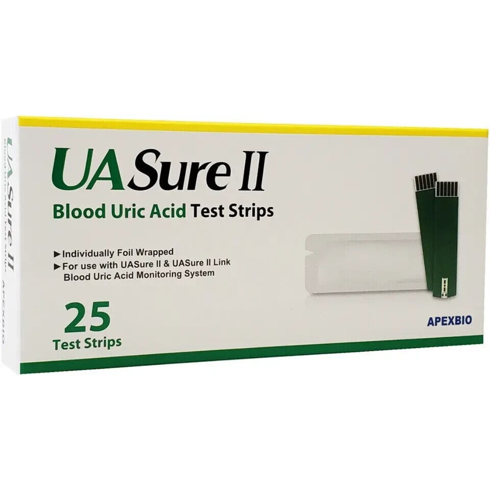 Home Uric Acid Test Kit - UaSure II Meter + 25–100 Strips | Gout Control