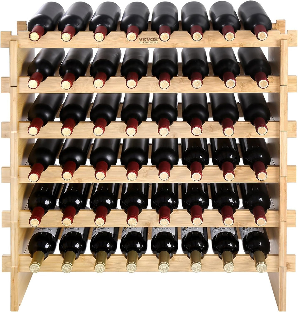 6-Tier 48 Bottles Stackable Modular Wine Rack, Freestanding Wines Holder Display