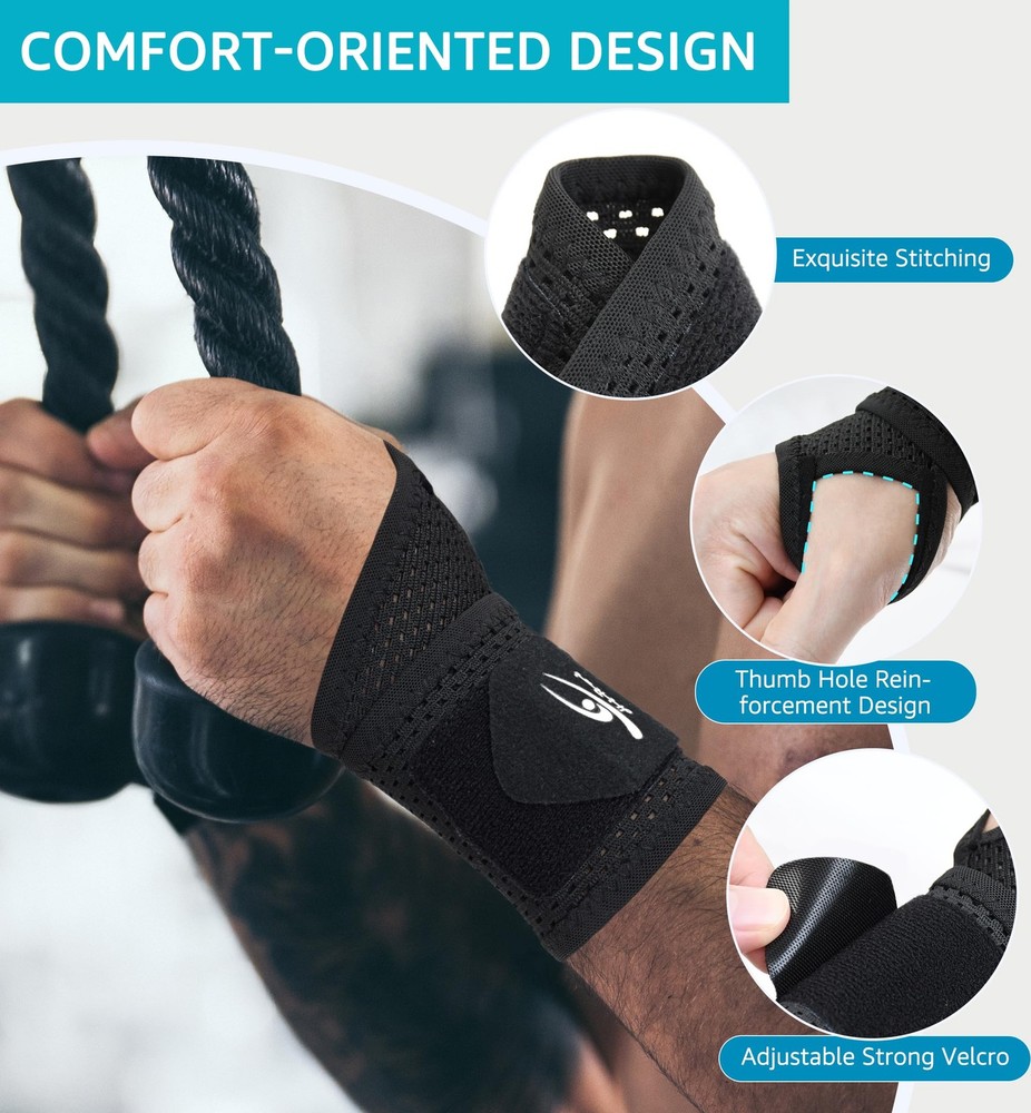 2-Pack Ultra-Thin Mesh Wrist Wraps - Breathable, Adjustable Wrist Support for...