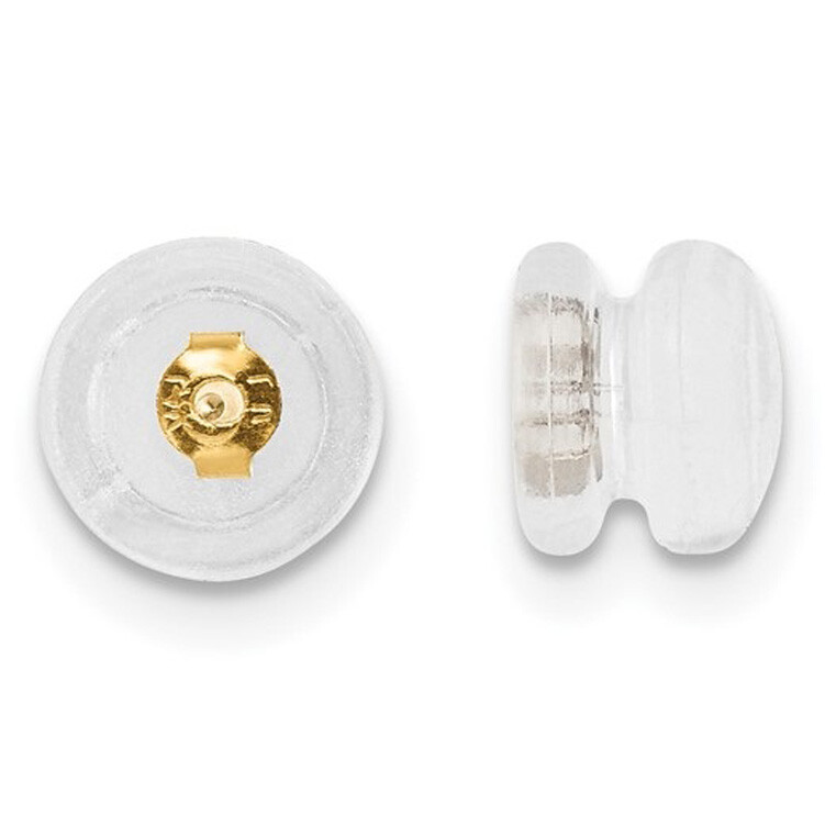 1 Pair Silicon Embedded Medium Earring Backing in 18 Yellow Gold