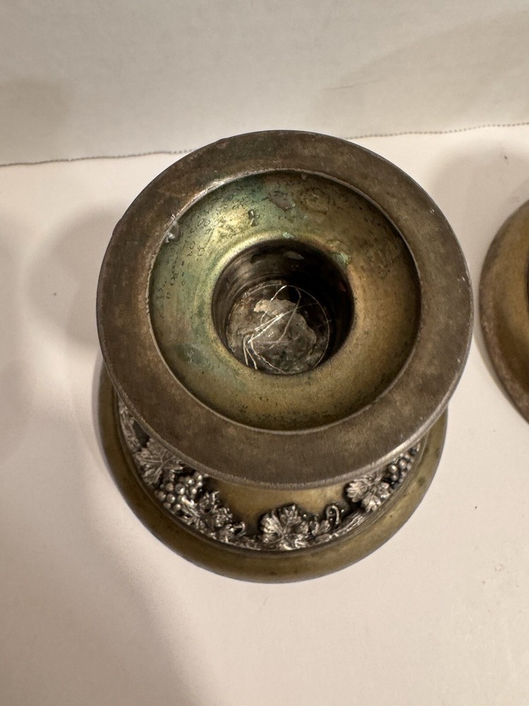 Candlestick Pair Silver Academy Silver On Copper 4.5 In Tall