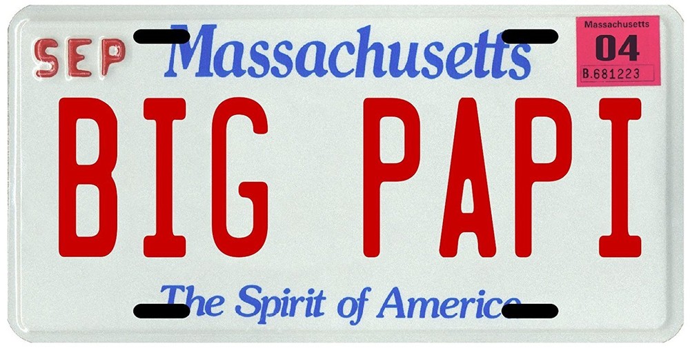 Boston Red Sox David Ortiz "Big Papi" Massachusetts License Plate
