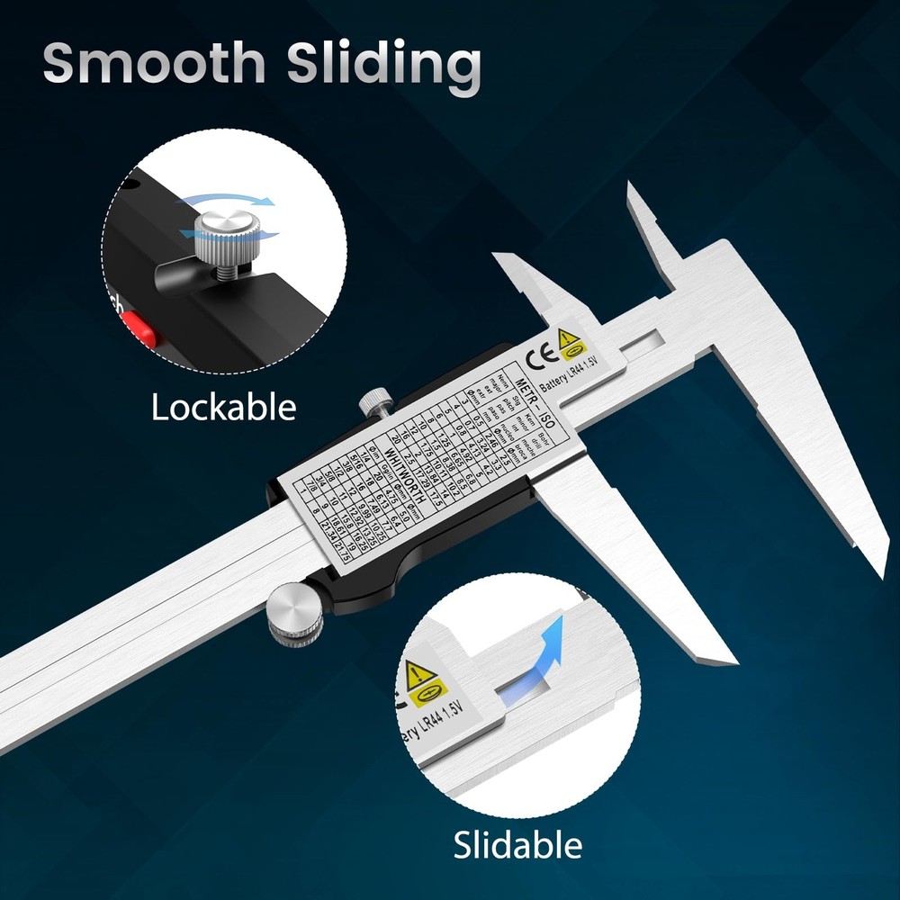 12 Inch Digital Caliper Large LCD Screen Inch/MM Stainless Micrometer Vernier