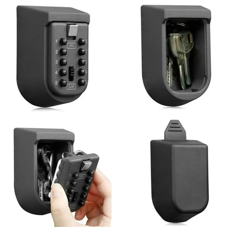 Key Safe Storage Box 10-Digit Combination Lock Weatherproof Wall Mount