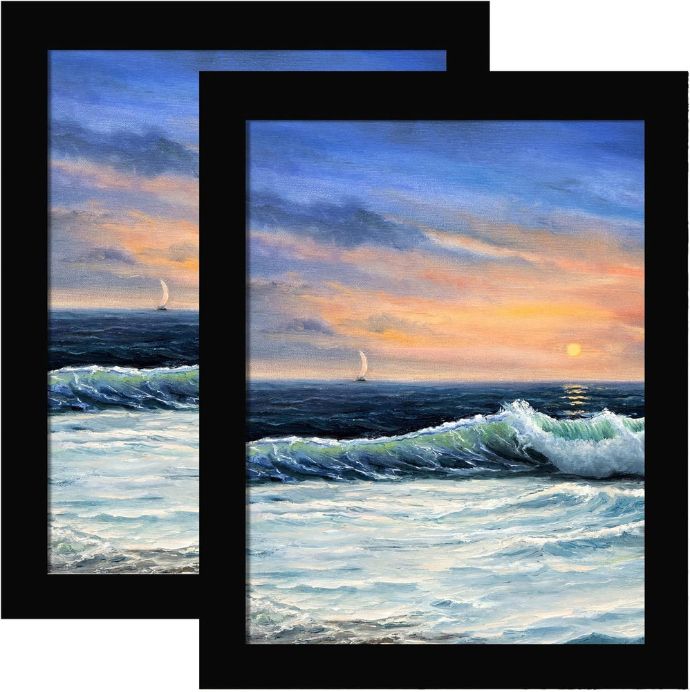 8X10 Picture Frame Black for Wall Mounting or Tabletop Display, 2 Pack