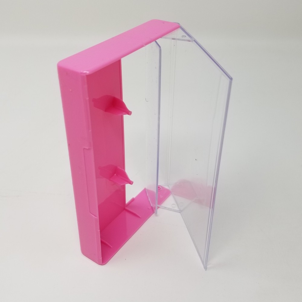 5 Cassette Tape Cases: Clear Front + Pink Solid Back - Plastic