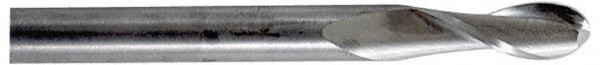 Hertel 1/2" Diam, 2" LOC, 2 Flute Solid Carbide Ball End Mill Uncoated, Singl...