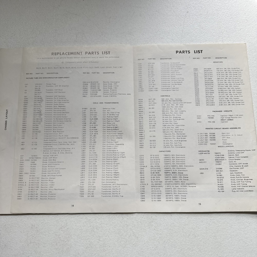 Sharp Electronics Color Television Model C-1321 Service Information