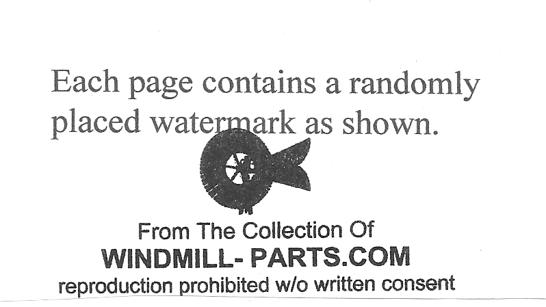 Monitor "L & M" Vaneless Windmill Parts List