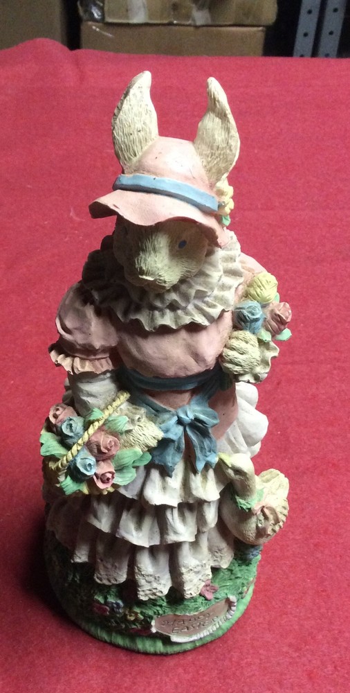 VTG Happy Easter Musicale Bunny Table Figurines - 9 3/8” tall Multicolor.