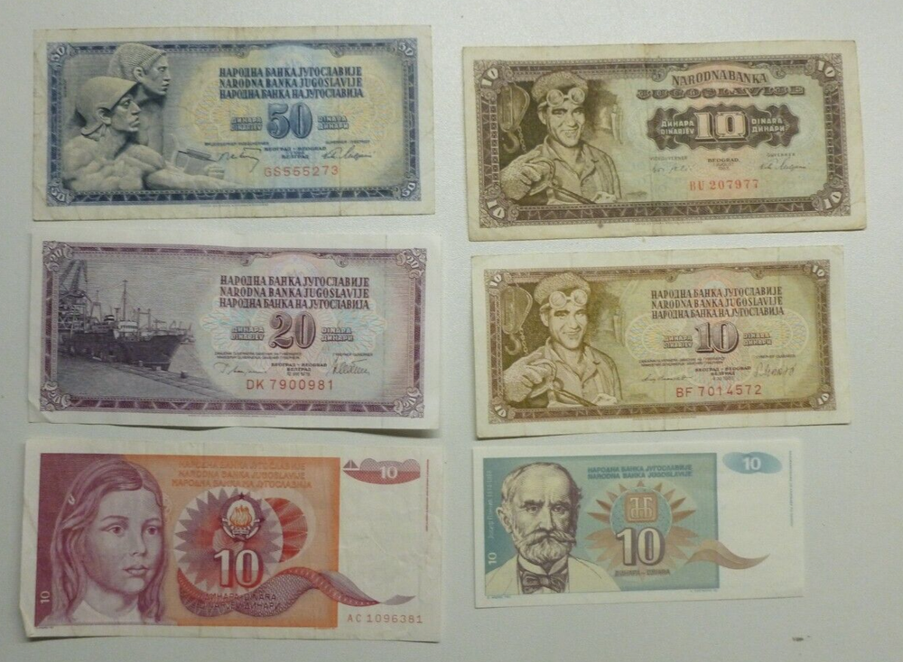 Yugoslavia huge collection 54 different old Banknotes 1955-1996 Circulated