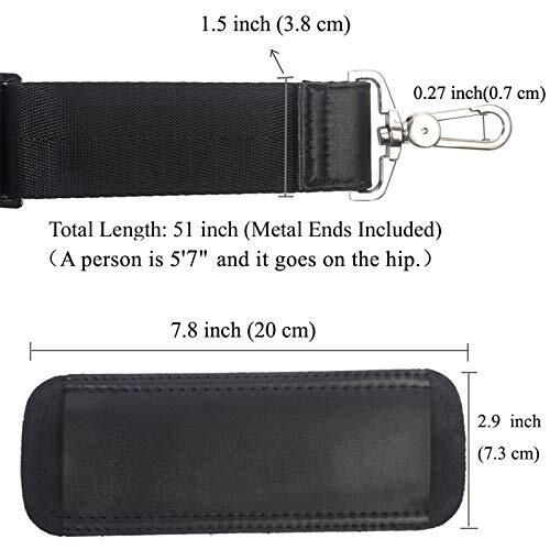 Bag Strap Replacement - Leather with Nylon - 51 Inch Long Adjustable Silver